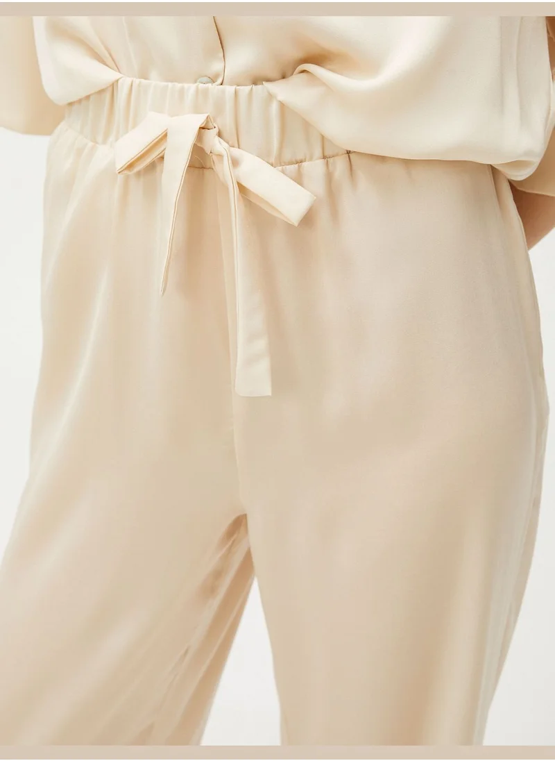 KOTON Satin Elastic Wait Straight Leg Pyjama Bottom