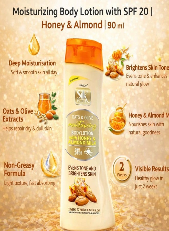 Nimson Moisturizing Body Lotion with SPF 20 | Honey & Almond | Non-Greasy Hydration | For Soft, Bright Skin | 90 ml - Image 2