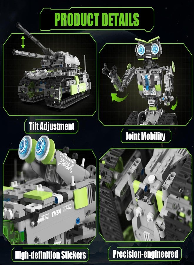 HPROMOT STEM Robot Building Sets for Kids Ages 8-16, 5-in-1 Remote Control and APP Robot Toys, 757 Pcs DIY Building Science Educational Kit, Building Block Birthday Present for Teen Boys and Girls - Image 5