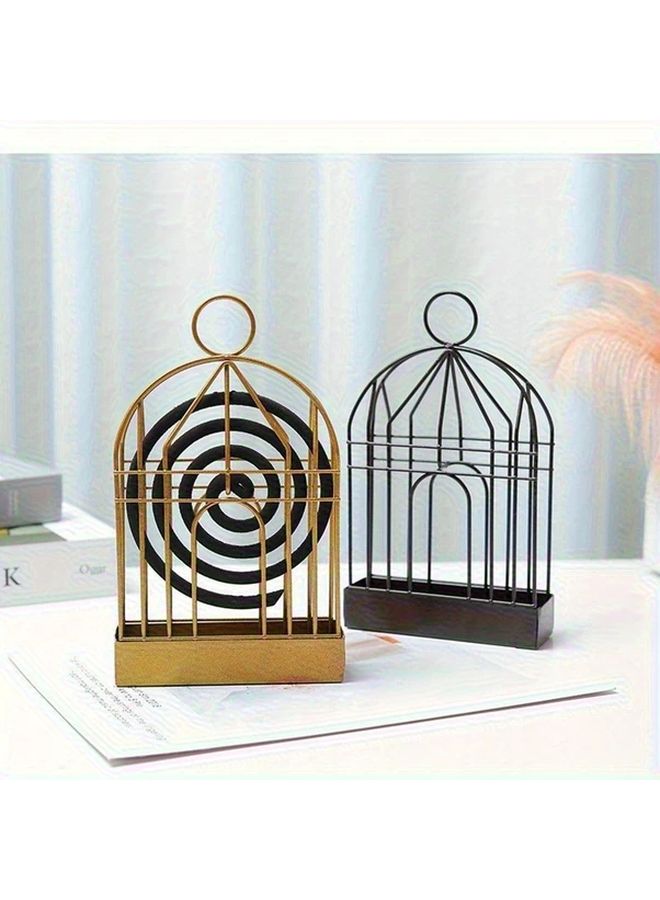 Golden Vintage Birdcage Mosquito Coil Holder Portable Metal Incense Burner Home Garden Decor - Image 3