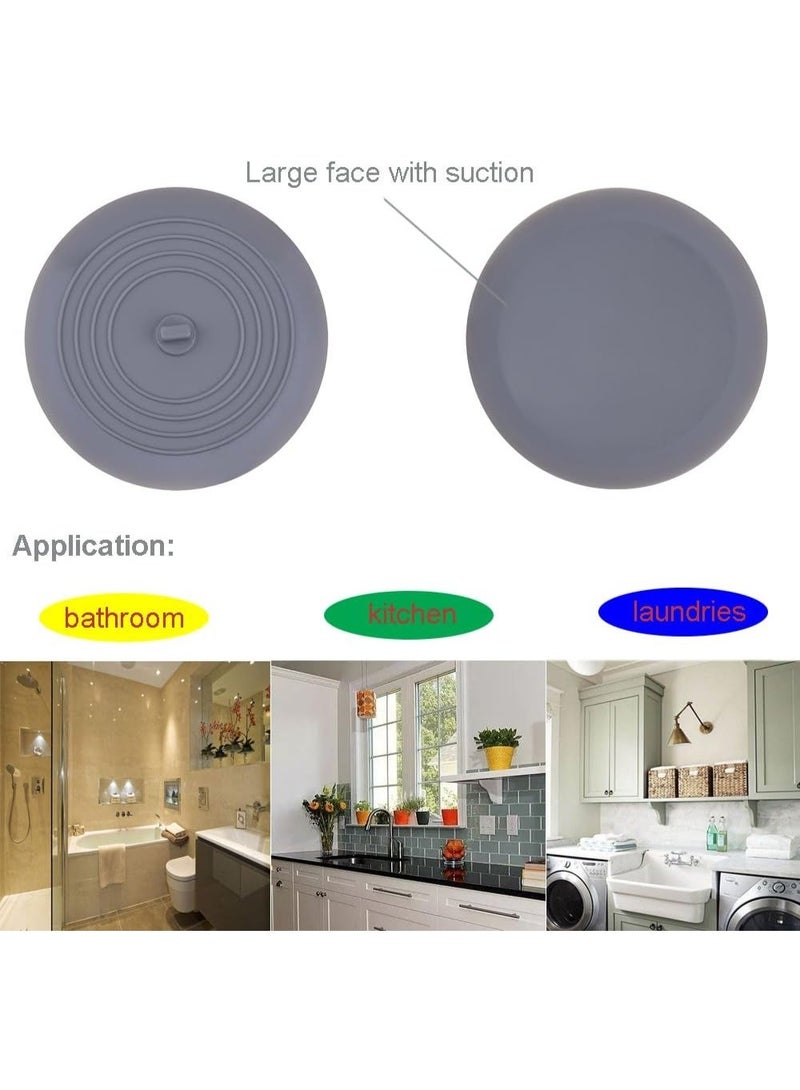 Tub Stopper 2 Pack, 6 inches Large Silicone Drain Plug Hair Stopper Flat Suction Cover for Kitchen Bathroom Accessories and Laundry - Image 2