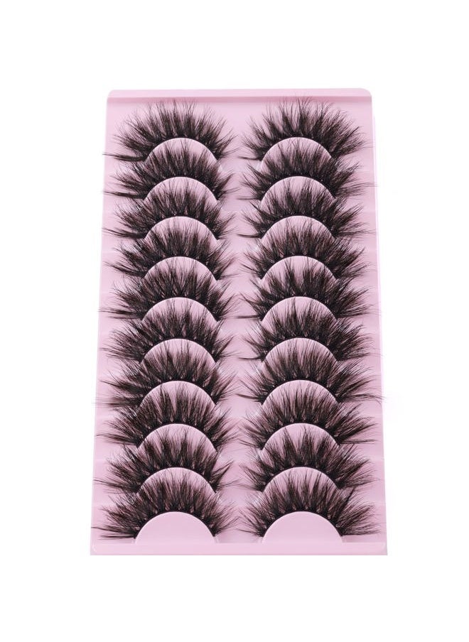 FANXITON - False Eyelashes Fluffy Mink Lashes 20 mm Cat Eye Lashes Long 5D Wispy Dramatic 10 Pairs Pack - Image 1