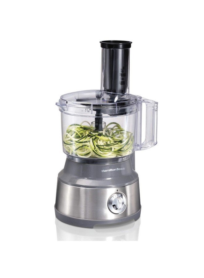 Hamilton Beach Hamilton Beach Food Processor & Vegetable Chopper for Slicing, Shredding, Mincing, and Puree, 10 Cups + Veggie Spiralizer makes Zoodles and Ribbons, Grey and Stainless Steel (70735)  - Image 1