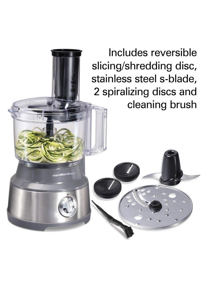 Hamilton Beach Hamilton Beach Food Processor & Vegetable Chopper for Slicing, Shredding, Mincing, and Puree, 10 Cups + Veggie Spiralizer makes Zoodles and Ribbons, Grey and Stainless Steel (70735)  - Image 2