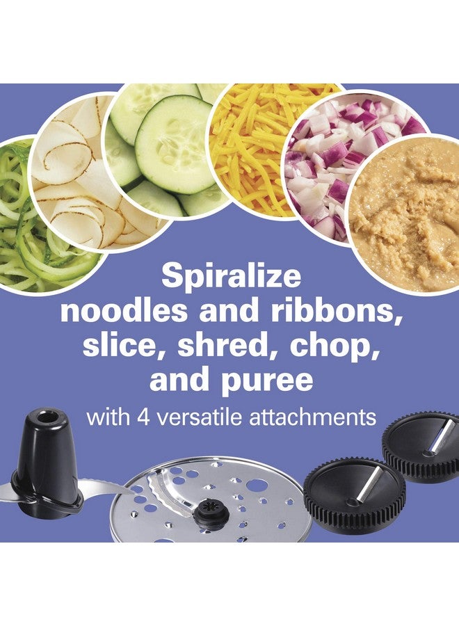 Hamilton Beach Hamilton Beach Food Processor & Vegetable Chopper for Slicing, Shredding, Mincing, and Puree, 10 Cups + Veggie Spiralizer makes Zoodles and Ribbons, Grey and Stainless Steel (70735)  - Image 3