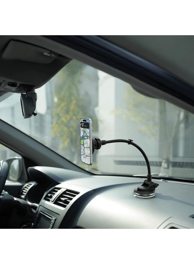 porodo Blue Porodo Vindex Magnetic Car Mount with Extended Flexible Pole, Compatible with MagSafe, 360° Rotation, Adjustable Viewing Angle, Suction Base with One-Click Secure Lock, Compatible with iPhone 17/16/15 - Image 4