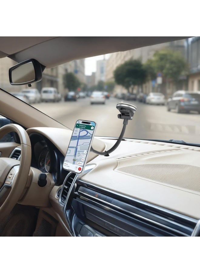 porodo Blue Porodo Vindex Magnetic Car Mount with Extended Flexible Pole, Compatible with MagSafe, 360° Rotation, Adjustable Viewing Angle, Suction Base with One-Click Secure Lock, Compatible with iPhone 17/16/15 - Image 3