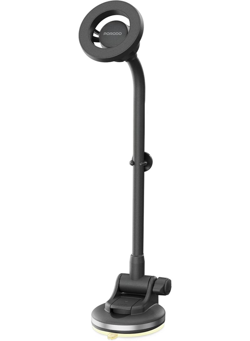 porodo Blue Porodo Vindex Magnetic Car Mount with Extended Flexible Pole, Compatible with MagSafe, 360° Rotation, Adjustable Viewing Angle, Suction Base with One-Click Secure Lock, Compatible with iPhone 17/16/15 - Image 1