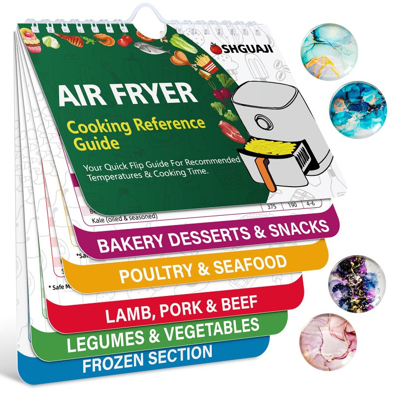 Air Fryer Cheat Sheet with 4Pcs Refrigerator Magnets, Air Fryer Recipes Cookbook, Cooking Guide & Accessories for Kitchen & Oven