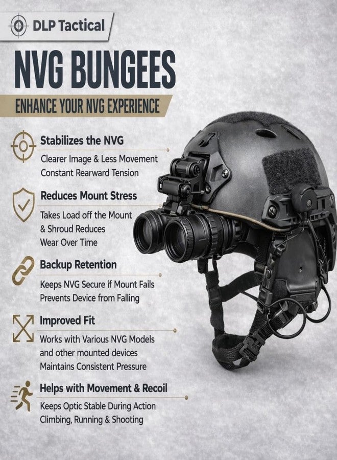 DLP Tactical NVG Bungee Compatible with ARC Rail Equipped ACH/MICH/Ops-Core Fast/Crye AirFrame Combat Helmet (Tan) - Image 4