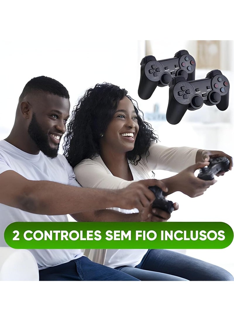 ماركة غير محددة - وحدة تحكم الألعاب الكلاسيكية Game Stick 4K مع وحدتي ألعاب لاسلكيتين 2.4G ومشغلين ثنائي إخراج HDMI مدمج في أكثر من 3500 لعبة متوافقة مع جهاز عرض كمبيوتر محمول يعمل بنظام Android TV PC - Image 1