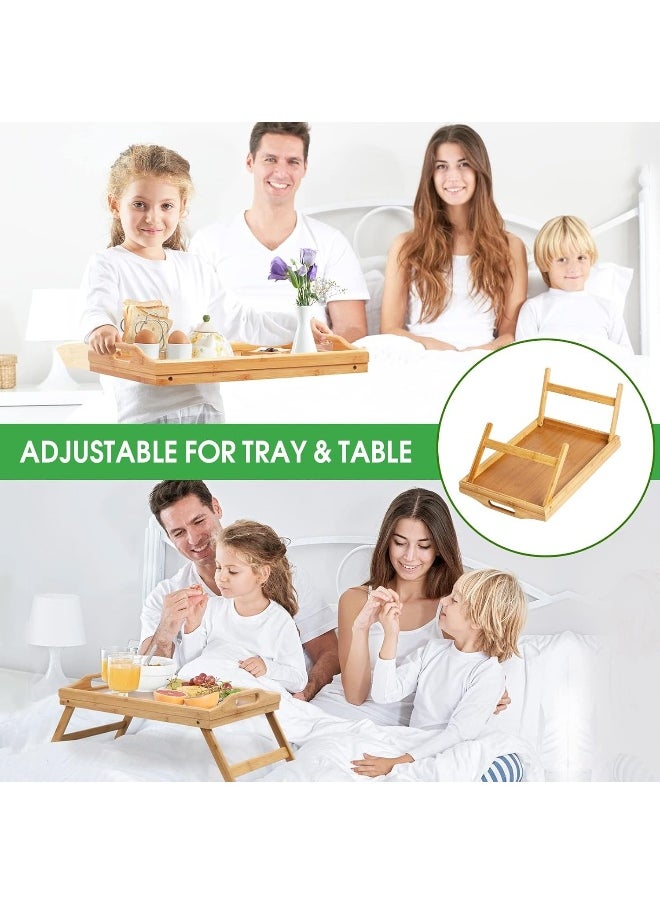 MOMENT Bamboo Food Serving Platter Wooden Tray Bamboo Bed Tray With Folding Legs Great For Kitchen, Hotels Bars, Coffee, Breakfast In Bed & Tea - Wooden Table  - Image 5