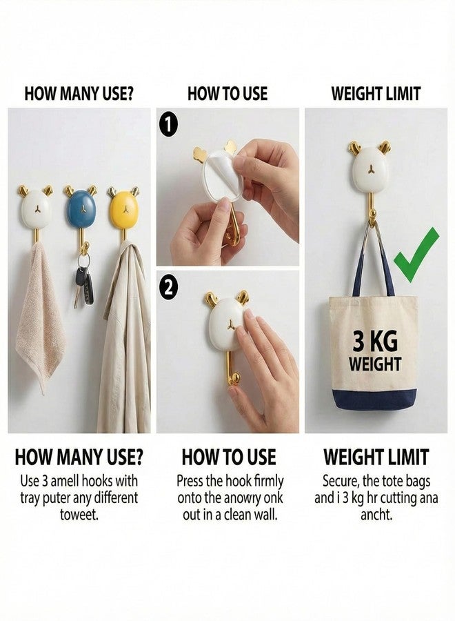 SAJANI Decorative Self Adhesive Wall Hooks, Heavy Duty Punch-Free Hanging Hook, Stylish and Waterproof Sticky Hanger Hook for Living Room, Bedroom, Kitchen, Bathroom (Antler Design) - Image 5