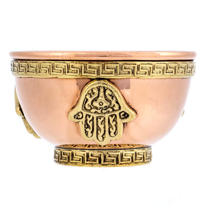 Alternative Imagination Hamsa Hand Copper Bowl - Offering Bowl For Altar or Ritual Use, Incense Holder and Smudge Kit, Home Decor - Image 5