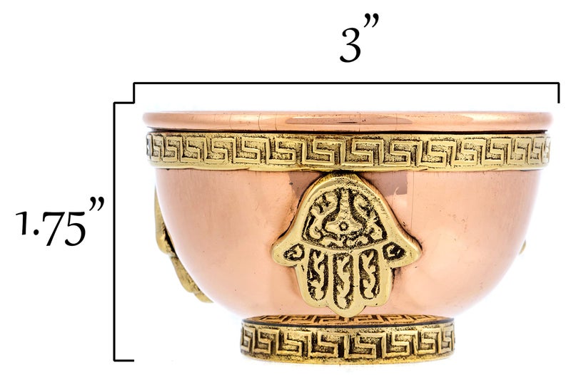 Alternative Imagination Hamsa Hand Copper Bowl - Offering Bowl For Altar or Ritual Use, Incense Holder and Smudge Kit, Home Decor - Image 2