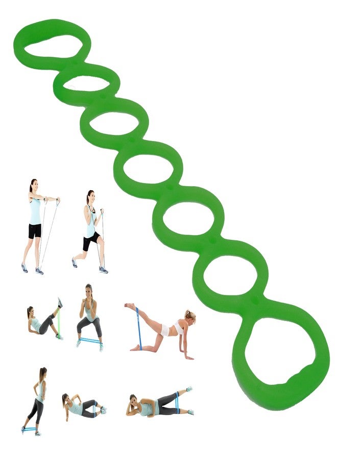 VKSG 7 Ring Adjustable Loop Resistance Bands for Working Out Walk at Home，Workout Bands Exercise Stretch Band for Women&Men Fitness, Yoga, Pilates-Non-Slip, Durable Rubber, Home/Gym Use (Green) - Image 1