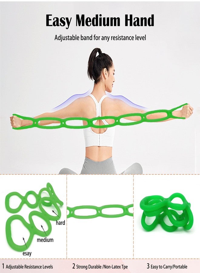 VKSG 7 Ring Adjustable Loop Resistance Bands for Working Out Walk at Home，Workout Bands Exercise Stretch Band for Women&Men Fitness, Yoga, Pilates-Non-Slip, Durable Rubber, Home/Gym Use (Green) - Image 2