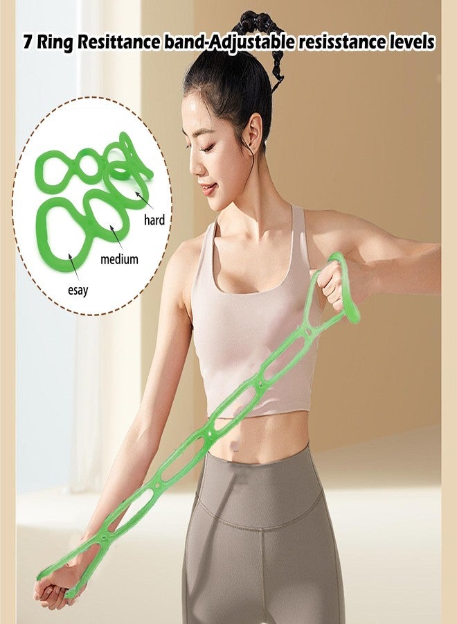 VKSG 7 Ring Adjustable Loop Resistance Bands for Working Out Walk at Home，Workout Bands Exercise Stretch Band for Women&Men Fitness, Yoga, Pilates-Non-Slip, Durable Rubber, Home/Gym Use (Green) - Image 4