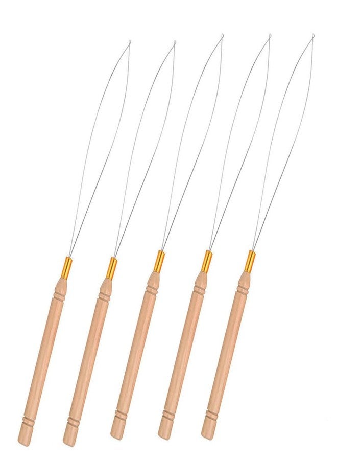 JFFX 5 Pcs Hair Extension Loop Needle Threader, Micro Link Bead Tools, Wire Pulling Hook Tool for Silicone Link Rings Beads and Hair or Feather Extensions - Image 1