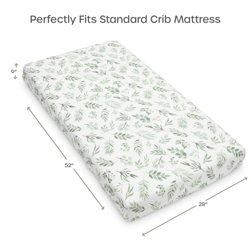 Pondering Pine Organic Muslin Fitted Crib Sheet - Organic Crib Sheet for Standard Crib and Toddler Mattresses, Soft and Breathable, Eucalyptus Leaves, 28”x52” - Image 4