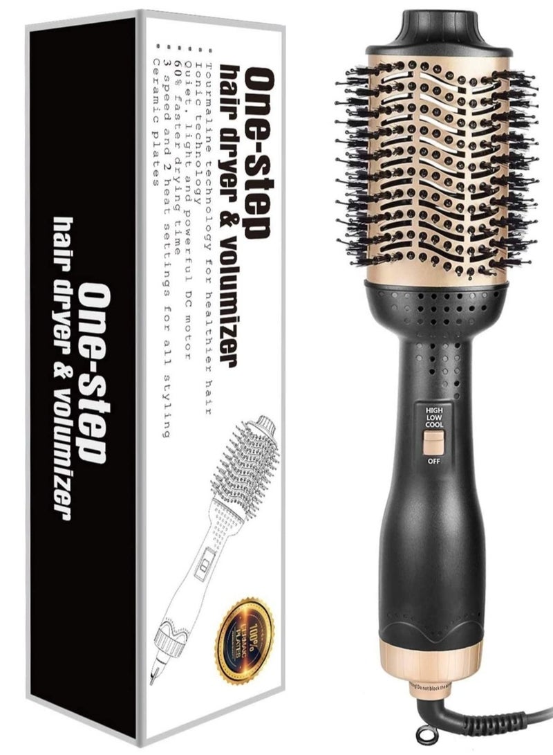 ELTRAZONE Professional One Step Hair Dryer Brush Volumizer Straightener Negative Ion Hot Air Brushes Curling Iron Salon Rotating (Color : Gold, Size : 14 * 4 Inch) - Image 1