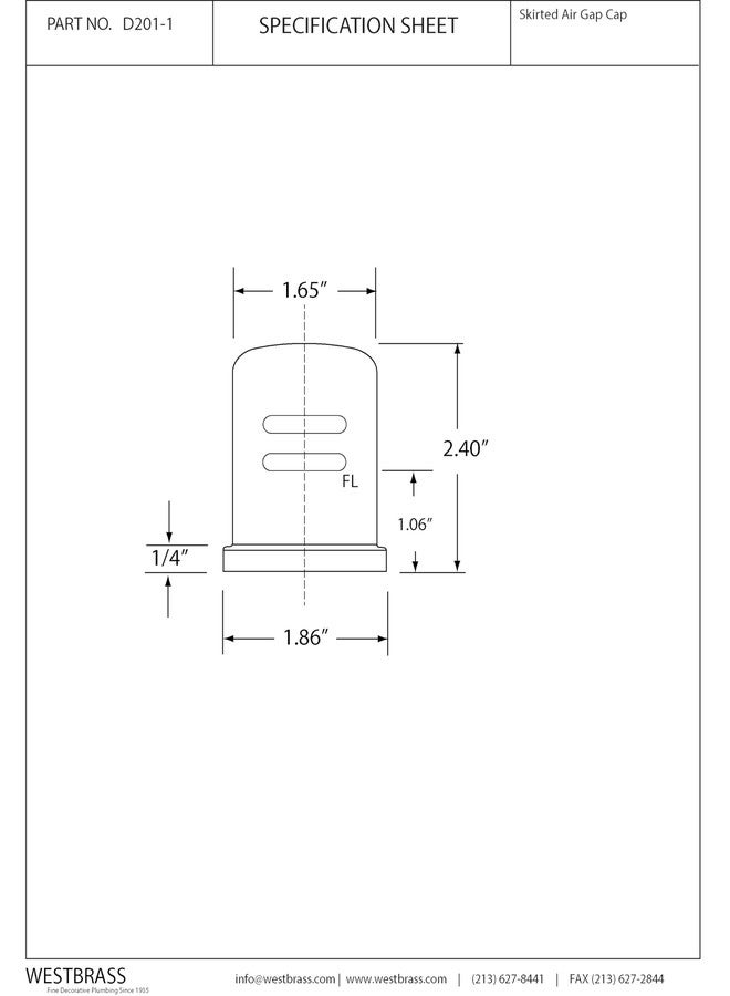 ويست براس غطاء فجوة هوائية من النحاس الصلب من Westbrass R201-1-62 مقاس 1-3/4 بوصة × 2-3/4 بوصة فقط، مُغطى بطبقة من القماش، لون أسود غير لامع - Image 2