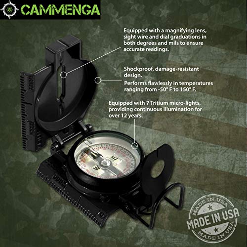 Cammenga Lensatic Tritium Compass, Official USA Military Compass - Accurate and Ultralight Tactical Compasses for Orienteering Backpacking Hunting Hiking Boating - Black - Image 3