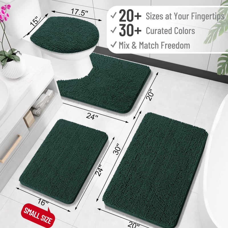 OLANLY Bathroom Rugs 36x24, Extra Soft Absorbent Chenille Bath Rugs, Rubber Backing Quick Dry, Machine Washable Bath Mats for Bathroom Floor, Tub and Shower, Home Decor Accessories, Blackish Green - Image 2