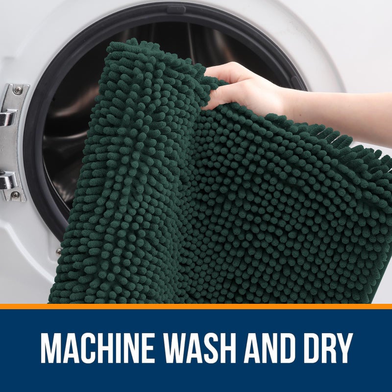 OLANLY Bathroom Rugs 36x24, Extra Soft Absorbent Chenille Bath Rugs, Rubber Backing Quick Dry, Machine Washable Bath Mats for Bathroom Floor, Tub and Shower, Home Decor Accessories, Blackish Green - Image 5