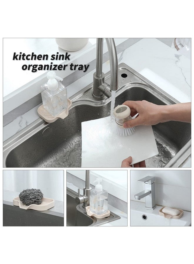 MicoYang Silicone Bathroom Soap Dishes with Drain Spout-Bathroom and Kitchen Sink Organizer,Sponge Holder,Dish Soap Tray,Perfect for Dispenser,Scrubber,Bottle,Cup on Sink or Counter-Tapioca 4.9"×3.2" - Image 4