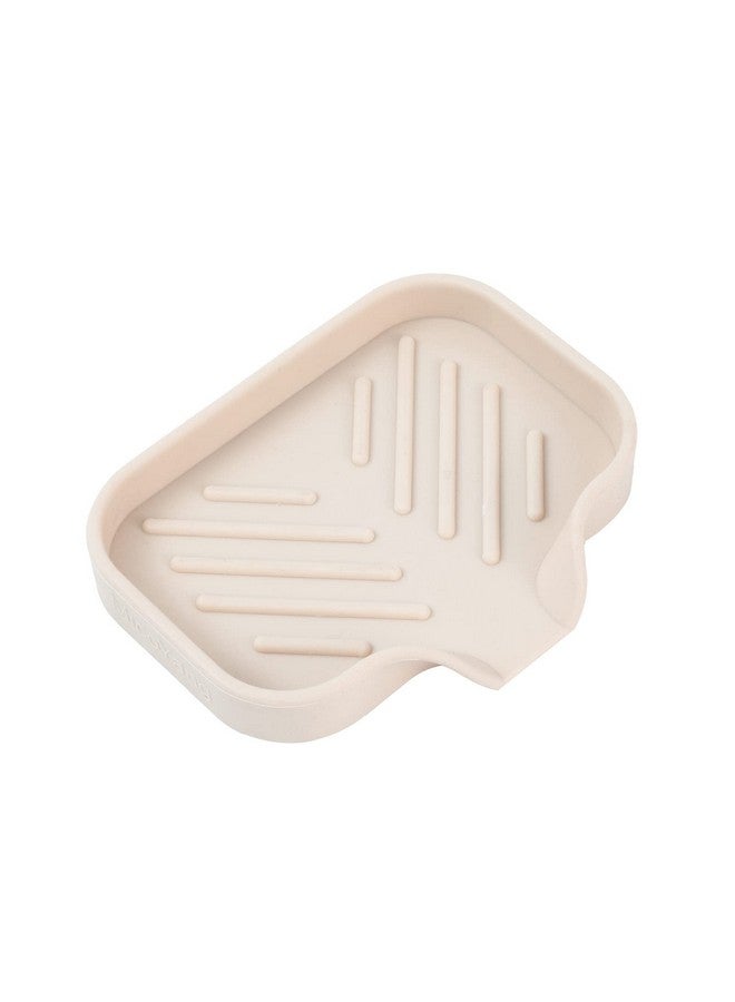 MicoYang Silicone Bathroom Soap Dishes with Drain Spout-Bathroom and Kitchen Sink Organizer,Sponge Holder,Dish Soap Tray,Perfect for Dispenser,Scrubber,Bottle,Cup on Sink or Counter-Tapioca 4.9"×3.2" - Image 1