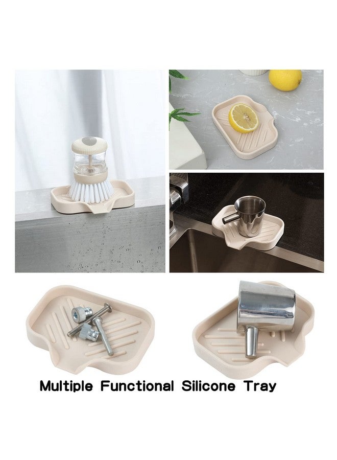 MicoYang Silicone Bathroom Soap Dishes with Drain Spout-Bathroom and Kitchen Sink Organizer,Sponge Holder,Dish Soap Tray,Perfect for Dispenser,Scrubber,Bottle,Cup on Sink or Counter-Tapioca 4.9"×3.2" - Image 5