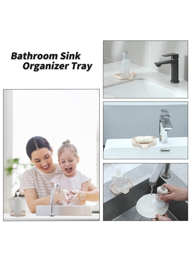 MicoYang Silicone Bathroom Soap Dishes with Drain Spout-Bathroom and Kitchen Sink Organizer,Sponge Holder,Dish Soap Tray,Perfect for Dispenser,Scrubber,Bottle,Cup on Sink or Counter-Tapioca 4.9"×3.2" - Image 3