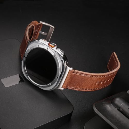 DAVILANE Compatible with Samsung Galaxy Watch Ultra Bands (2025/2024),Vintage Horween Leather Wristband Replacement Strap for Galaxy Watch 7 Ultra Band 47mm/Watch 8 Ultra Men Women - Image 4