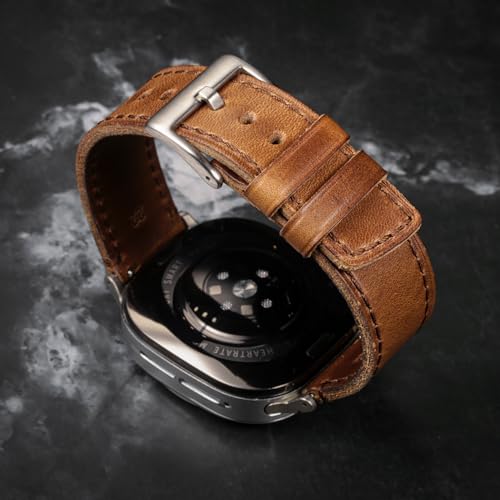 DAVILANE Compatible with Samsung Galaxy Watch Ultra Bands (2025/2024),Vintage Horween Leather Wristband Replacement Strap for Galaxy Watch 7 Ultra Band 47mm/Watch 8 Ultra Men Women - Image 3