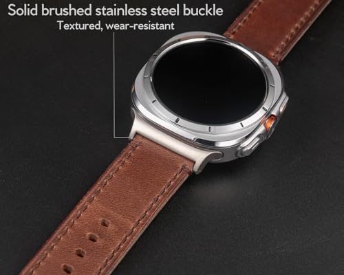 DAVILANE Compatible with Samsung Galaxy Watch Ultra Bands (2025/2024),Vintage Horween Leather Wristband Replacement Strap for Galaxy Watch 7 Ultra Band 47mm/Watch 8 Ultra Men Women - Image 5
