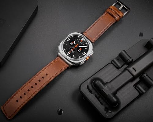 DAVILANE Compatible with Samsung Galaxy Watch Ultra Bands (2025/2024),Vintage Horween Leather Wristband Replacement Strap for Galaxy Watch 7 Ultra Band 47mm/Watch 8 Ultra Men Women - Image 2