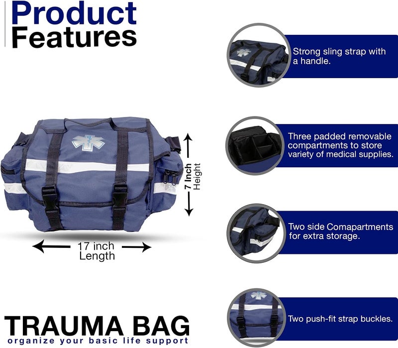 PrimaCare KBRO74B First Responder Bag for Trauma 17 x 9 x 7 Blue - Image 3