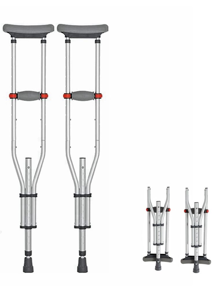 Cool Baby COOLBABY adult crutches portable folding crutches non-slip, armpit crutches, aluminum crutches light and adjustable, suitable for the elderly, disabled, detachable and easy to use - Image 1