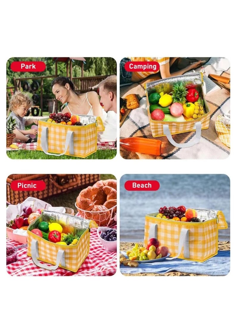 يلا جوي حقيبة سلة نزهة، حقيبة نزهة معزولة، حقيبة شاطئ مبردة قابلة للطي، قابلة لإعادة الاستخدام مع سحاب علوي - لإكسسوارات النزهات الدافئة أو الباردة، في الهواء الطلق (أخضر) - Image 2