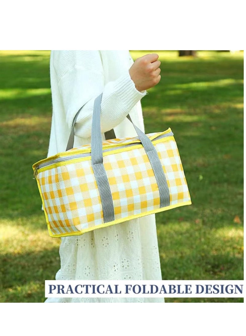 يلا جوي حقيبة سلة نزهة، حقيبة نزهة معزولة، حقيبة شاطئ مبردة قابلة للطي، قابلة لإعادة الاستخدام مع سحاب علوي - لإكسسوارات النزهات الدافئة أو الباردة، في الهواء الطلق (أخضر) - Image 4