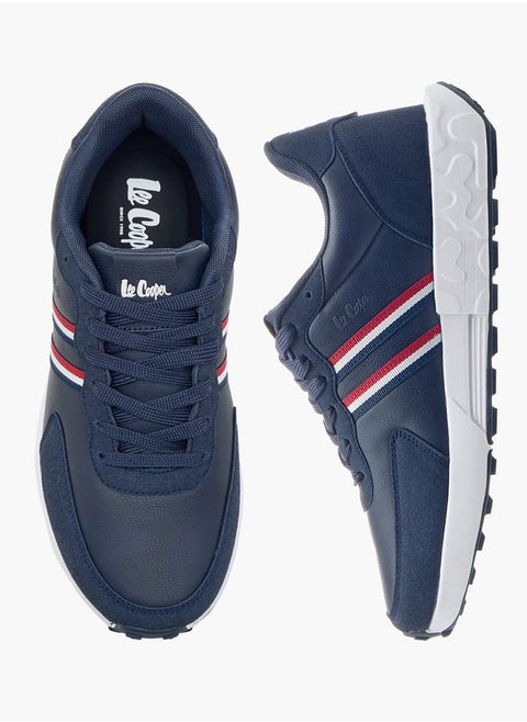 Men's Panelled Sneakers with Lace-Up Closure