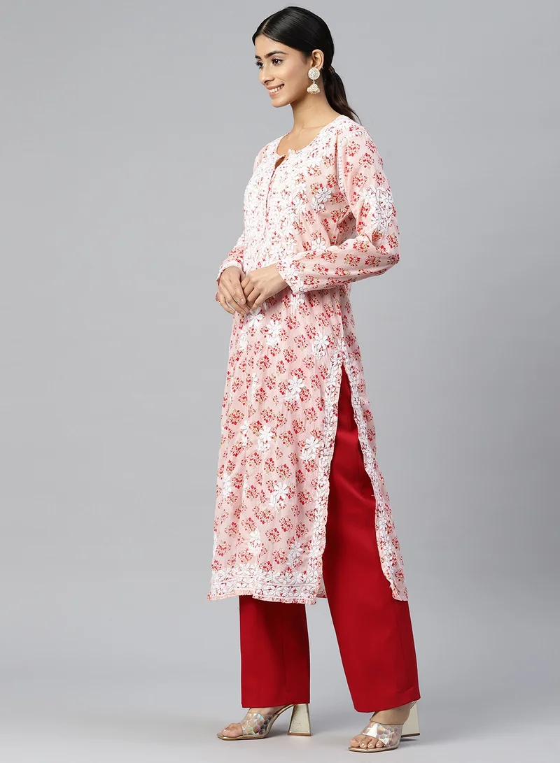 Alaya Women Hand Embroidered Chikankari Cotton Kurta-AL3649