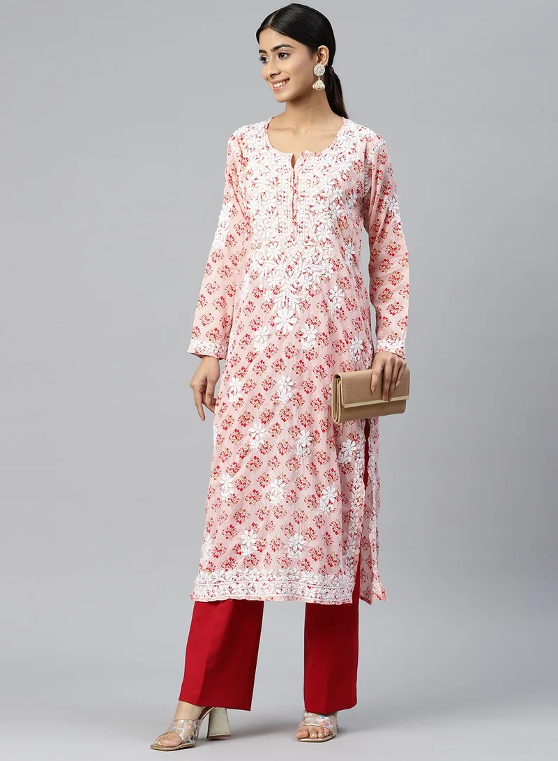 Alaya Women Hand Embroidered Chikankari Cotton Kurta-AL3649