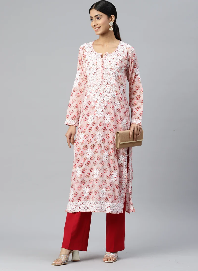 Alaya Women Hand Embroidered Chikankari Cotton Kurta-AL3649
