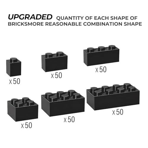 RWDTER 300 Piece Building Bricks Bulk 6 Size Classic Mixed Building Block Set Compatible with Lego and Major Brands Suitable for Boys and Girls Over 6 Years Old Black - Image 5