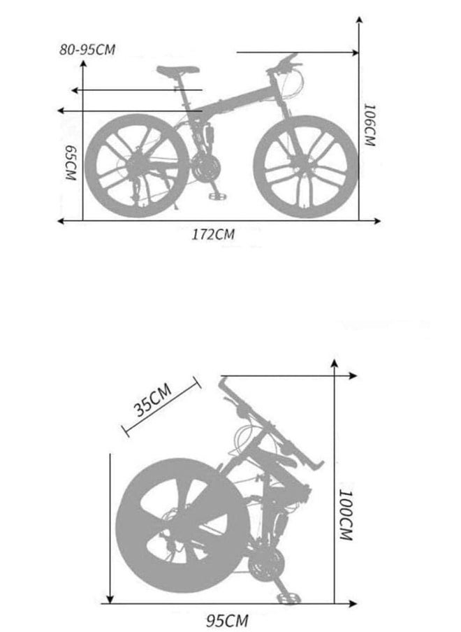 Fitness World 26-inch folding sports bike with 21 variable speeds, 17-inch wheels with 10 shock-absorbing blades, 2 stainless steel gears, front and rear disc brakes, and a comfortable padded seat. It can bear a weight of 120 kg.  - Image 5