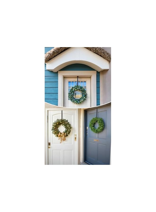 The Bros حامل إكليل - 15 بوصة حامل معدني للباب الأمامي للديكور - عبوة من 1 - أسود، سهل التركيب - Image 5