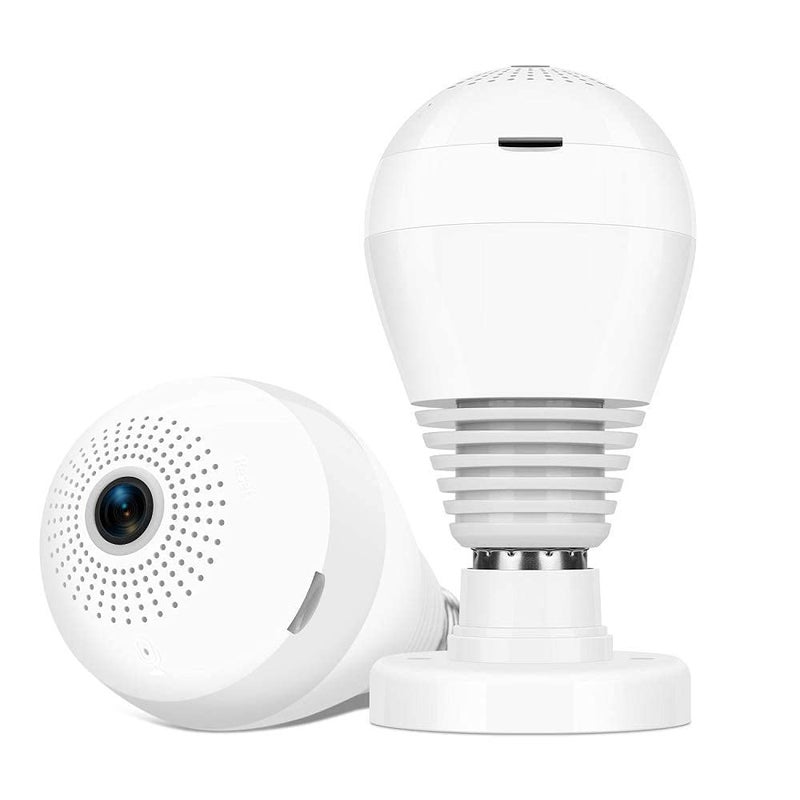 CAMCARE 360 Degree Wireless Panoramic Bulb 360 IP Camera with Night Vision Hidden Camera 2Way Audio and Micro 128GB SD Card Support White - Image 1
