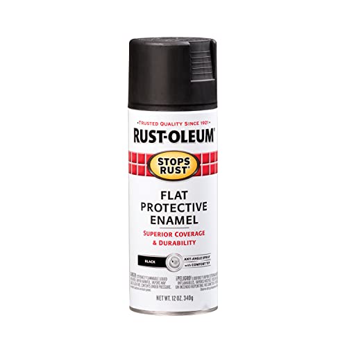 Rust-Oleum 7776830 Stops Rust Spray Paint, 12 oz, Flat Black - Image 1